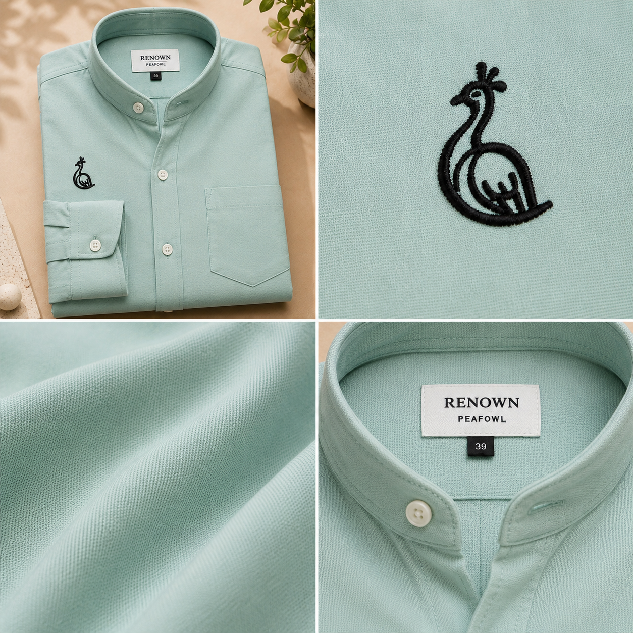 CHINOS COLLAR PLAIN SHIRT WITH SINGLE POCKET