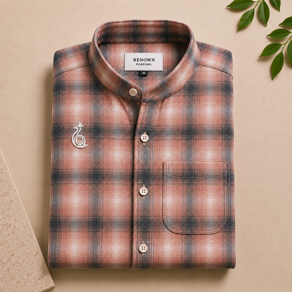 CHINOS COLLAR CHECK SHIRT WITH SINGLE POCKET