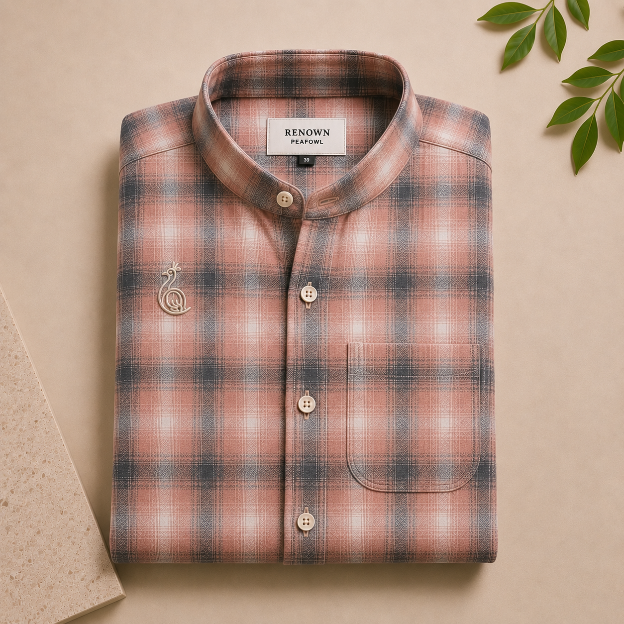 CHINOS COLLAR CHECK SHIRT WITH SINGLE POCKET