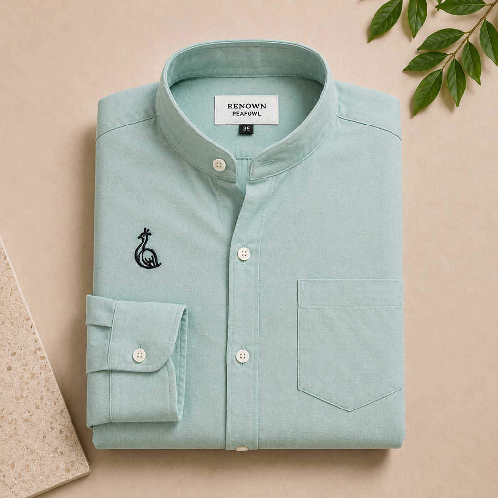 CHINOS COLLAR PLAIN SHIRT WITH SINGLE POCKET
