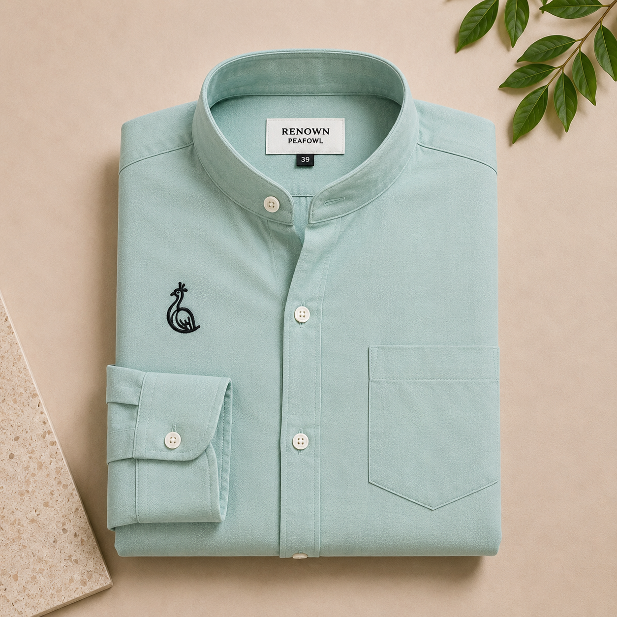CHINOS COLLAR PLAIN SHIRT WITH SINGLE POCKET