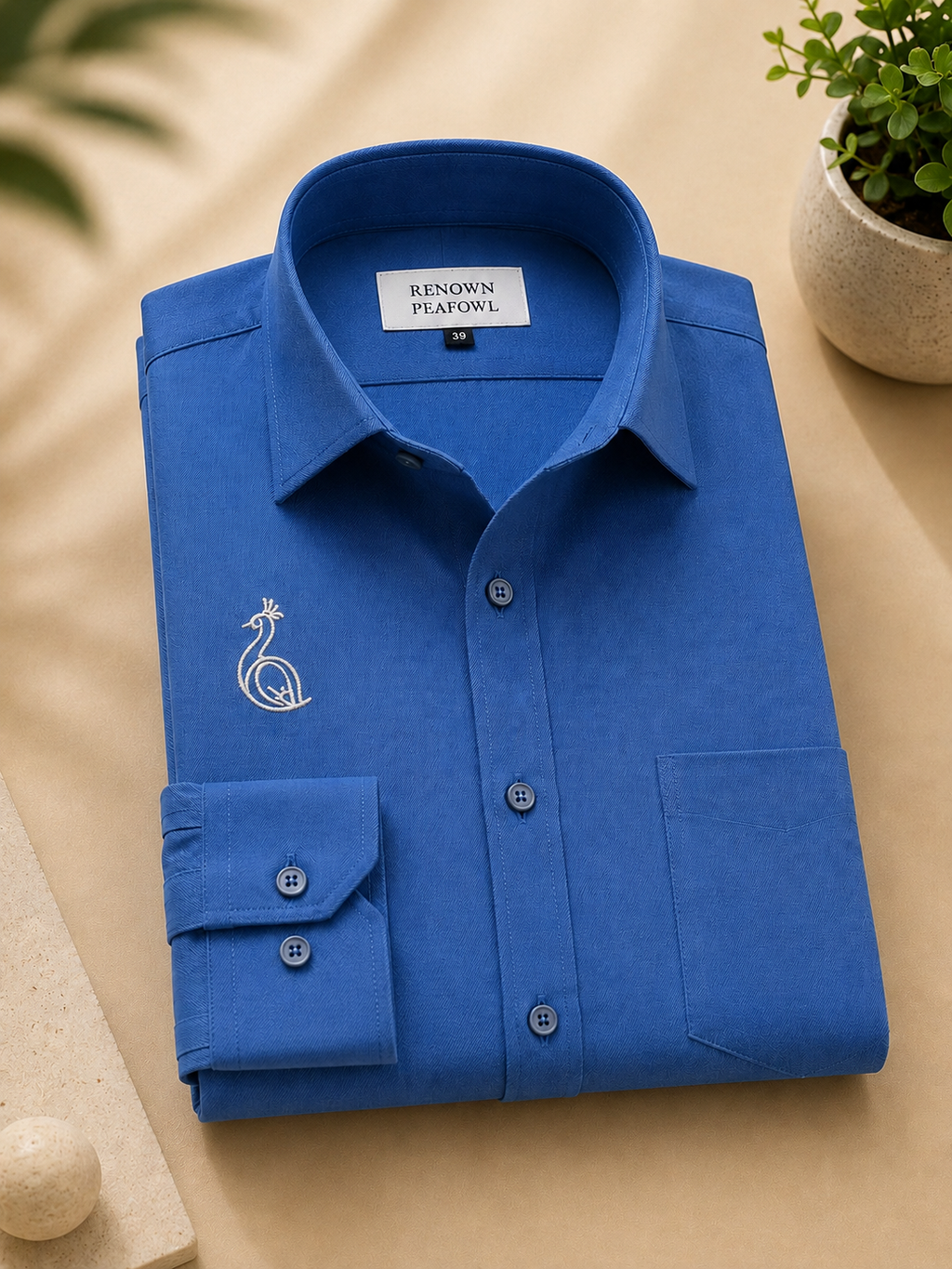 REGULAR COLLAR PLAIN SHIRT WITH SINGLE POCKET