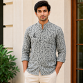 CHINOS COLLAR PRINTED SHIRT WITH SINGLE POCKET