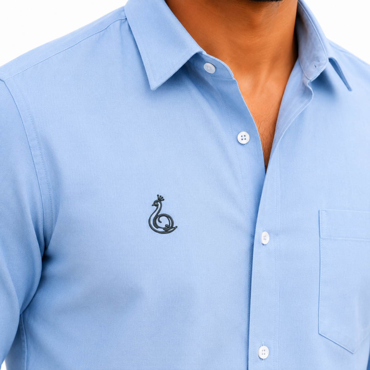 REGULAR COLLAR PLAIN SHIRT WITH SINGLE POCKET