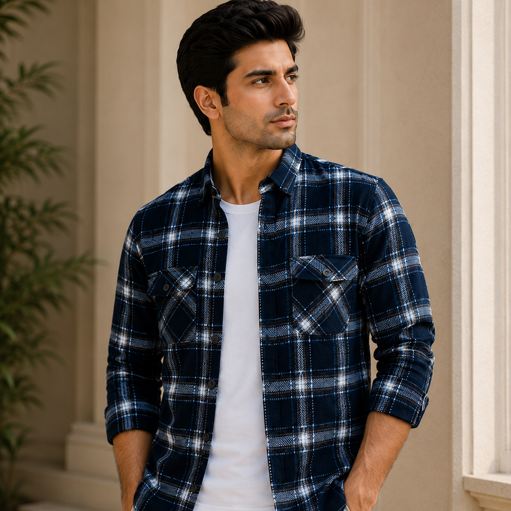 DOUBLE POCKET CHECK SHIRT