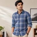 REGULAR COLLAR CHECK SHIRT WITH SINGLE POCKET