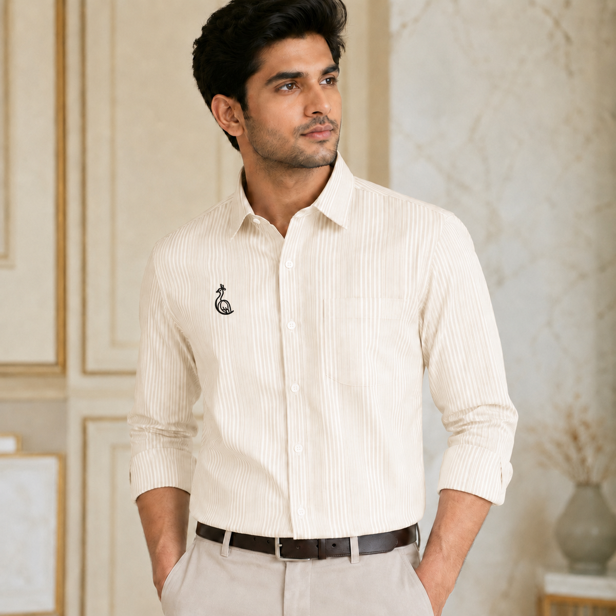 REGULAR COLLAR PLAIN SHIRT WITH SINGLE POCKET
