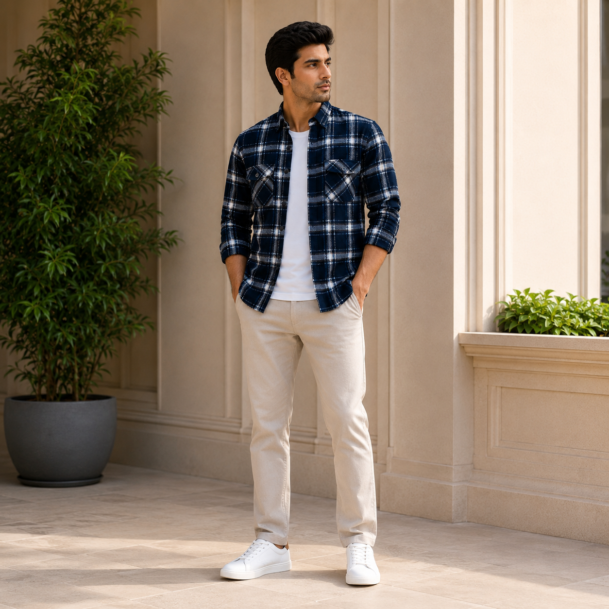 DOUBLE POCKET CHECK SHIRT