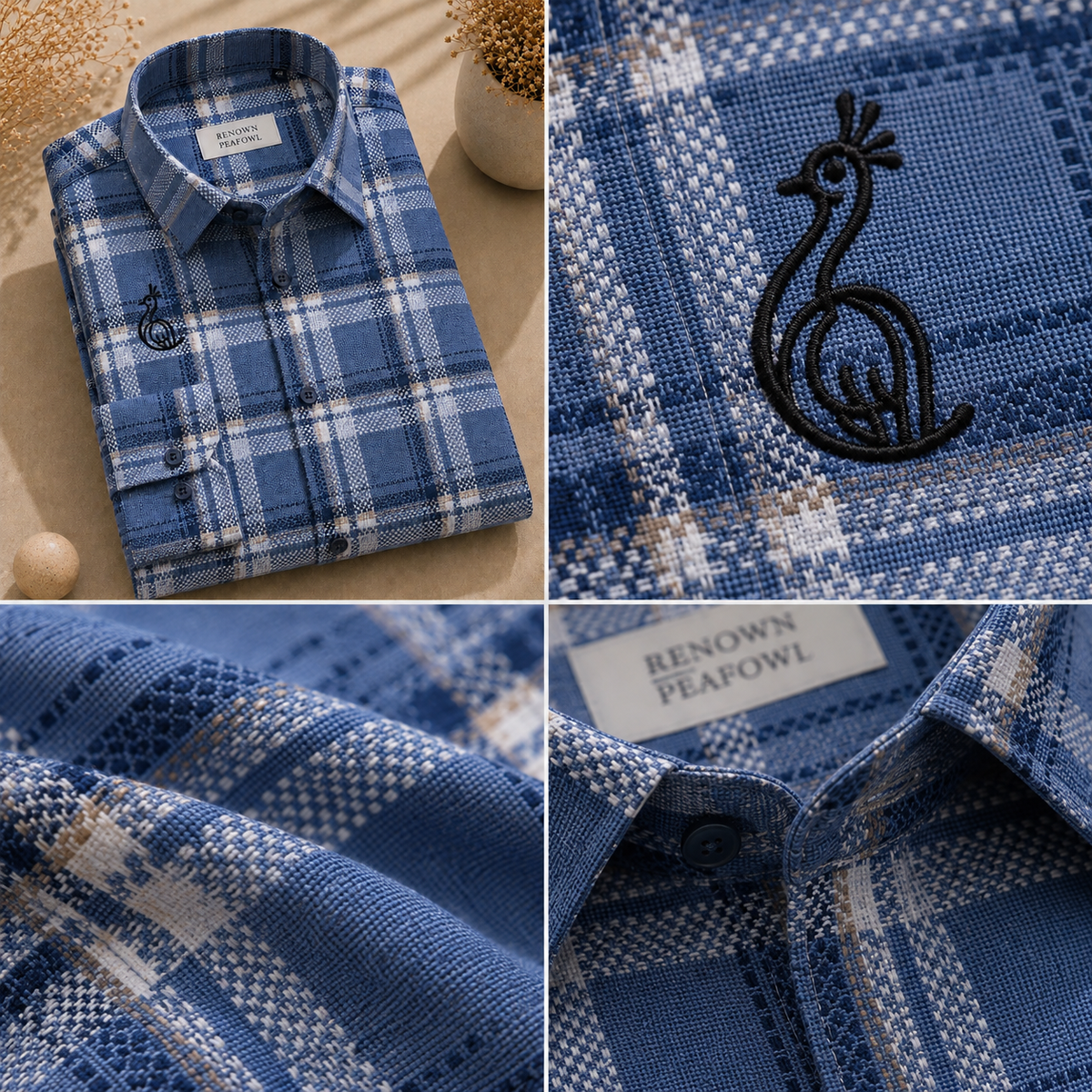 REGULAR COLLAR CHECK SHIRT WITH SINGLE POCKET