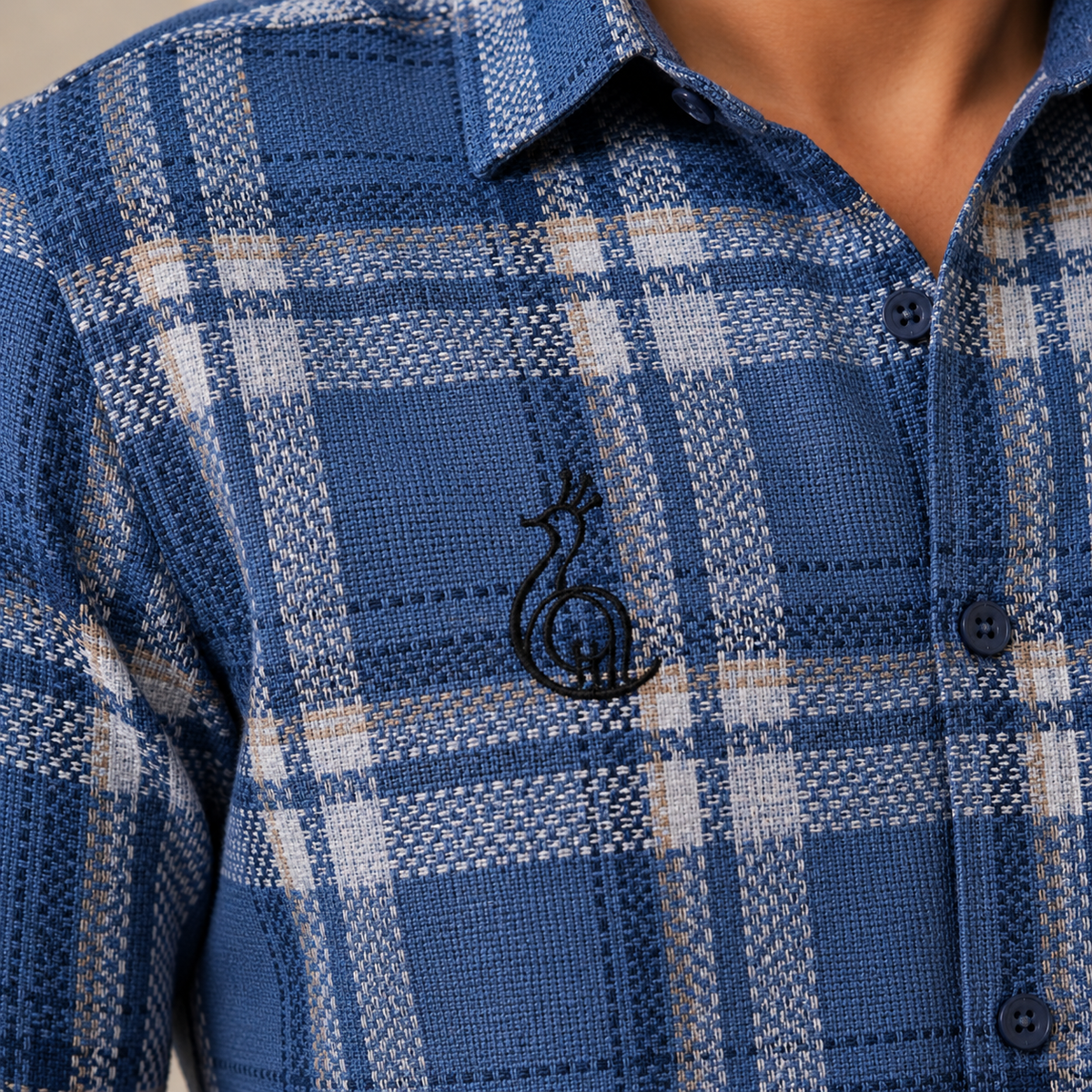 REGULAR COLLAR CHECK SHIRT WITH SINGLE POCKET