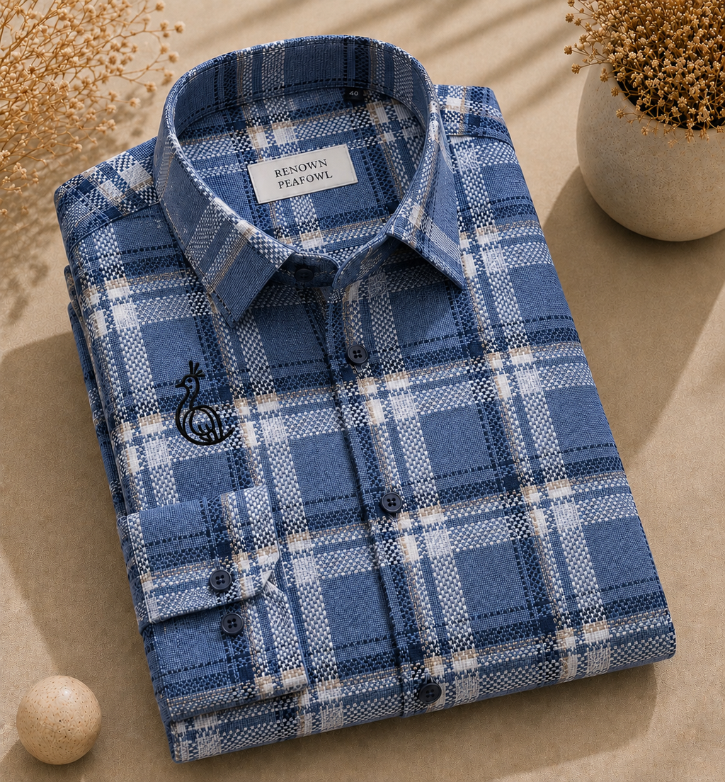 REGULAR COLLAR CHECK SHIRT WITH SINGLE POCKET