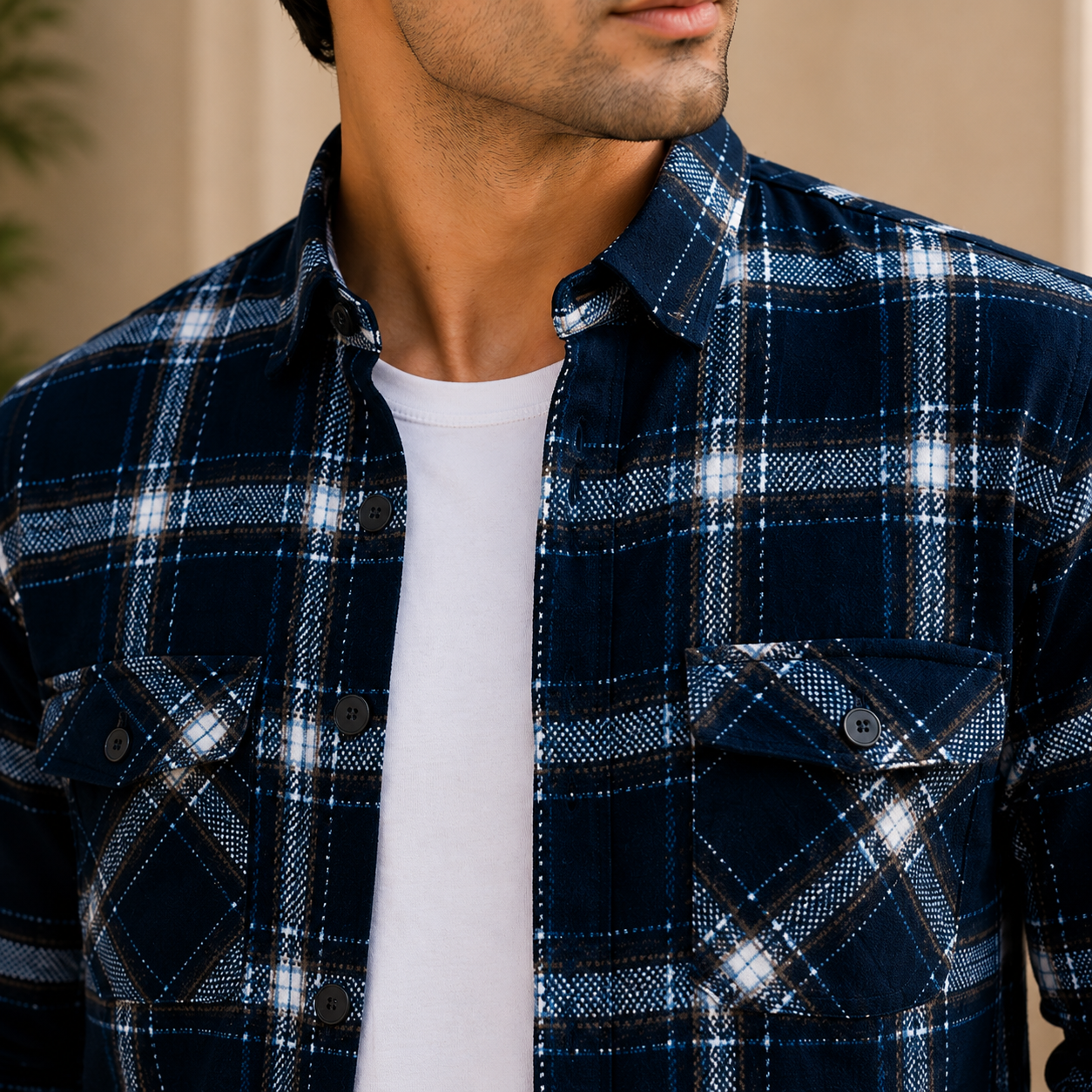 DOUBLE POCKET CHECK SHIRT