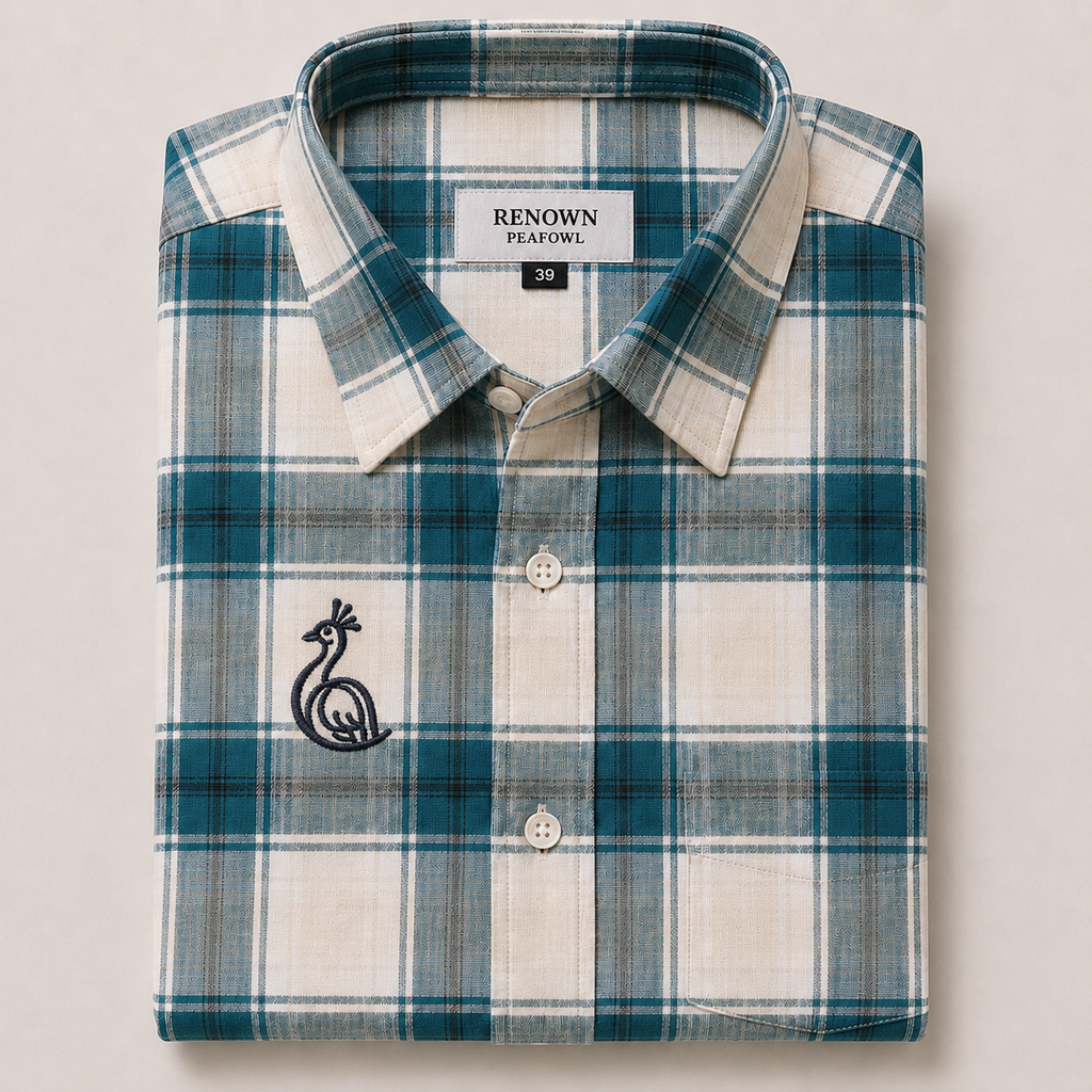REGULAR COLLAR CHECK SHIRT WITH SINGLE POCKET