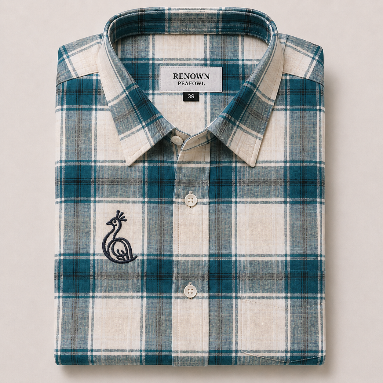 REGULAR COLLAR CHECK SHIRT WITH SINGLE POCKET