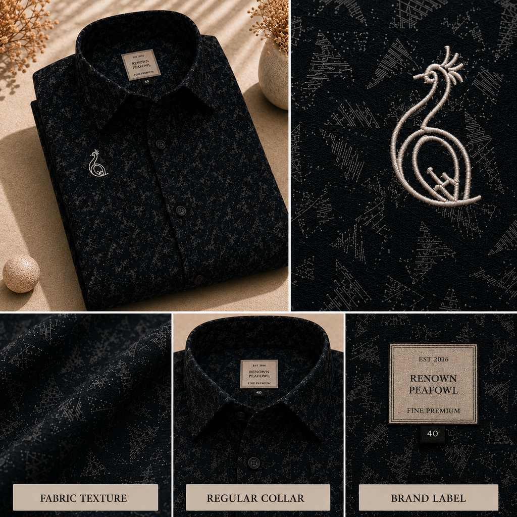 REGULAR COLLAR PRINTED SHIRT WITH SINGLE POCKET