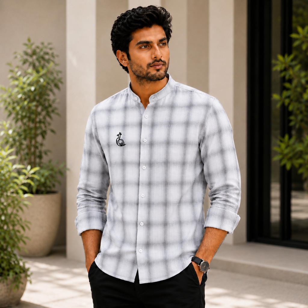 CHINOS COLLAR WITHOUT POCKET CHECK SHIRT