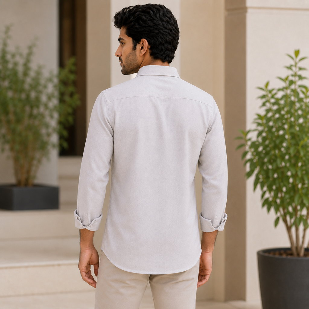 REGULAR COLLAR PLAIN SHIRT WITH SINGLE POCKET