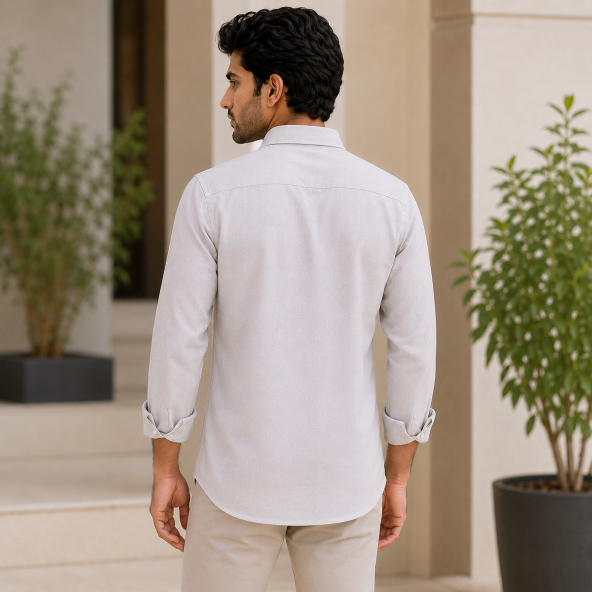 REGULAR COLLAR PLAIN SHIRT WITH SINGLE POCKET