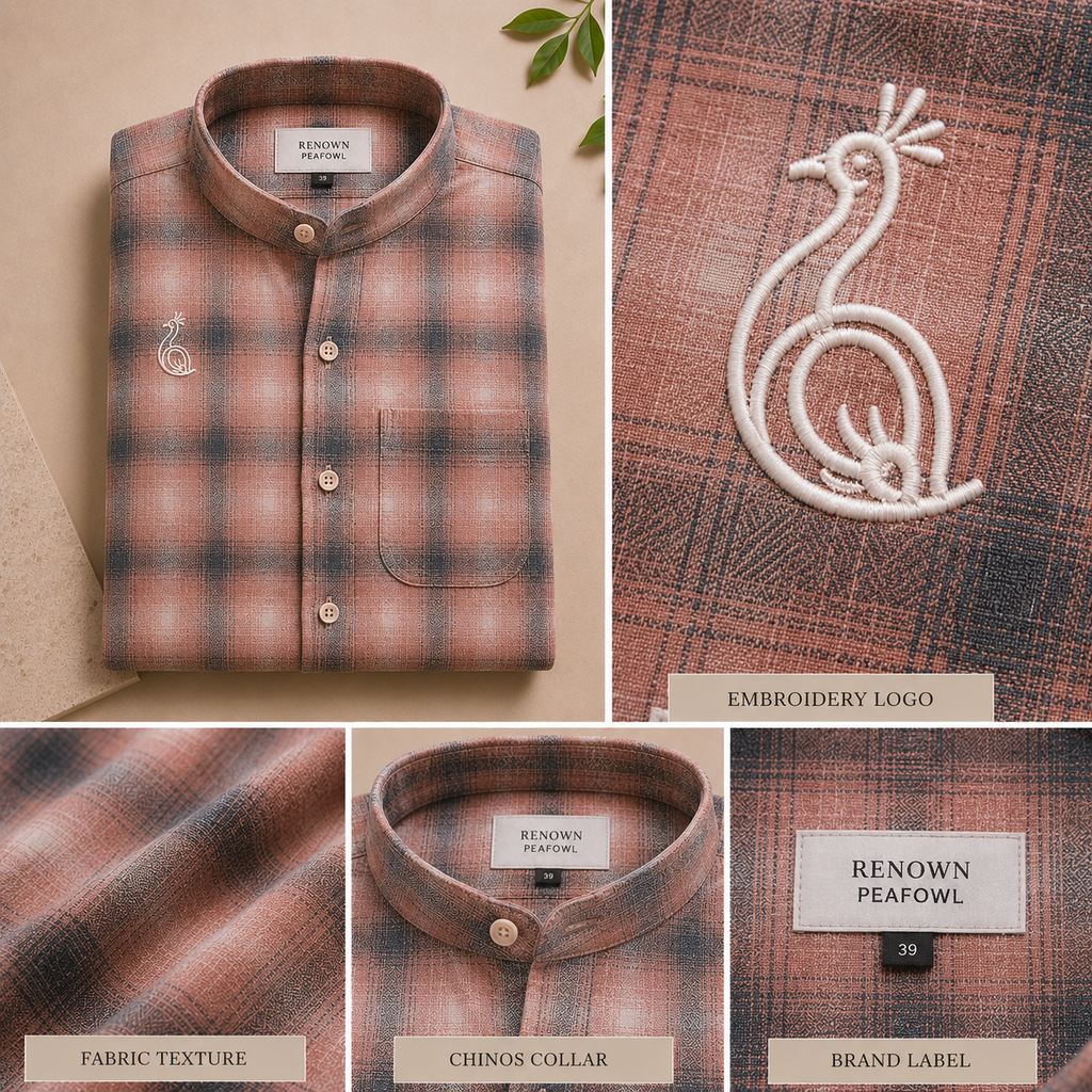CHINOS COLLAR CHECK SHIRT WITH SINGLE POCKET