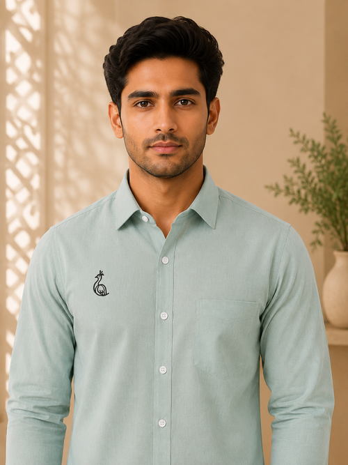 CHINOS COLLAR PLAIN SHIRT WITH SINGLE POCKET