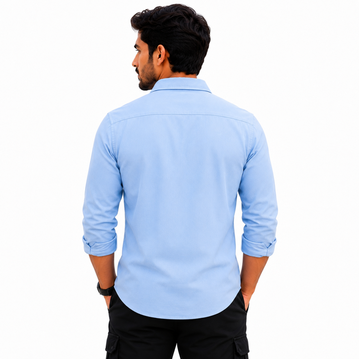 REGULAR COLLAR PLAIN SHIRT WITH SINGLE POCKET