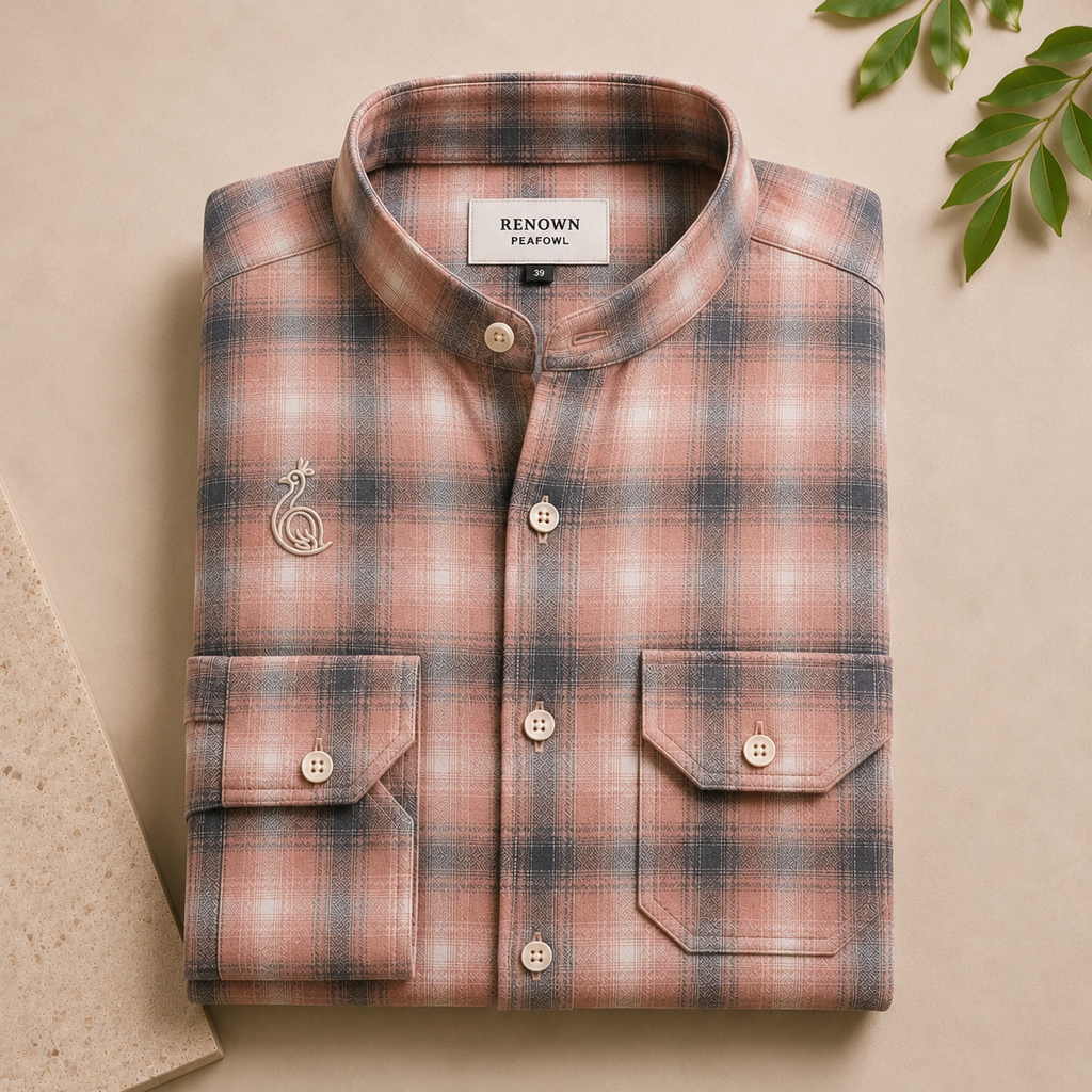 CHINOS COLLAR CHECK SHIRT WITH SINGLE POCKET